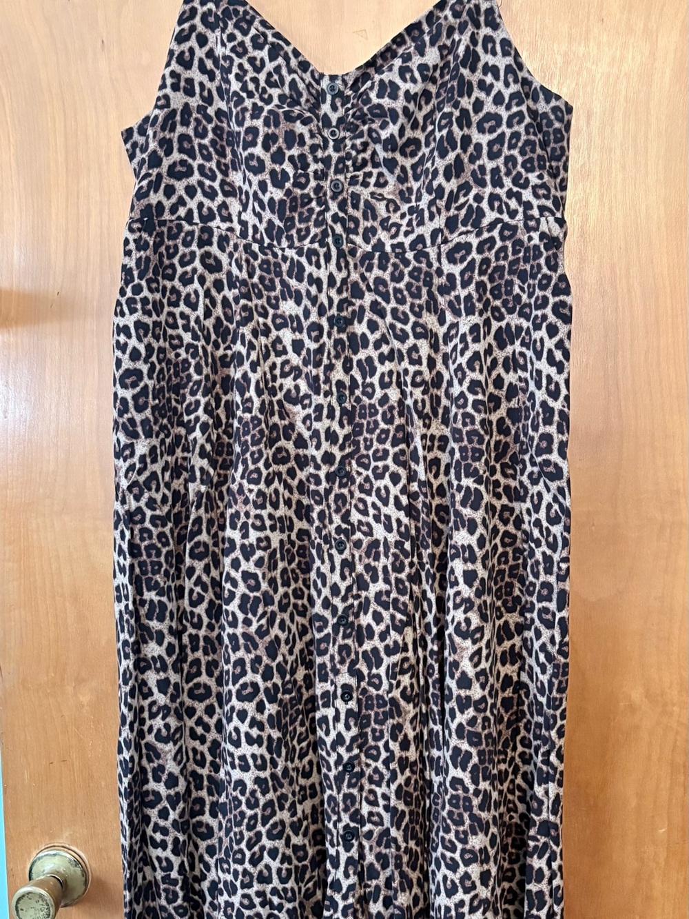 Torrid Leopard Print Button Front Midi Cami Dress, size 1